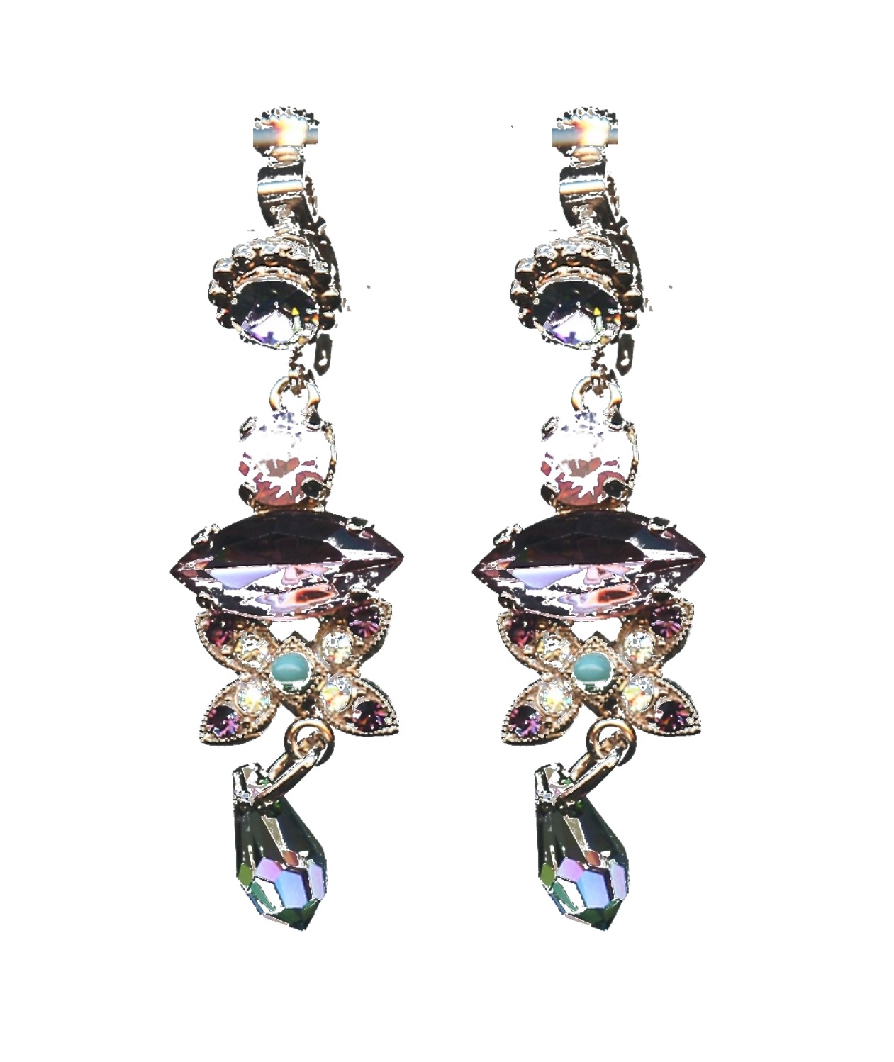 E-1001-1107-SP6 Earrings By Mariana Woman Light amethyst and Crystal Swarovski Crystals - Image 1