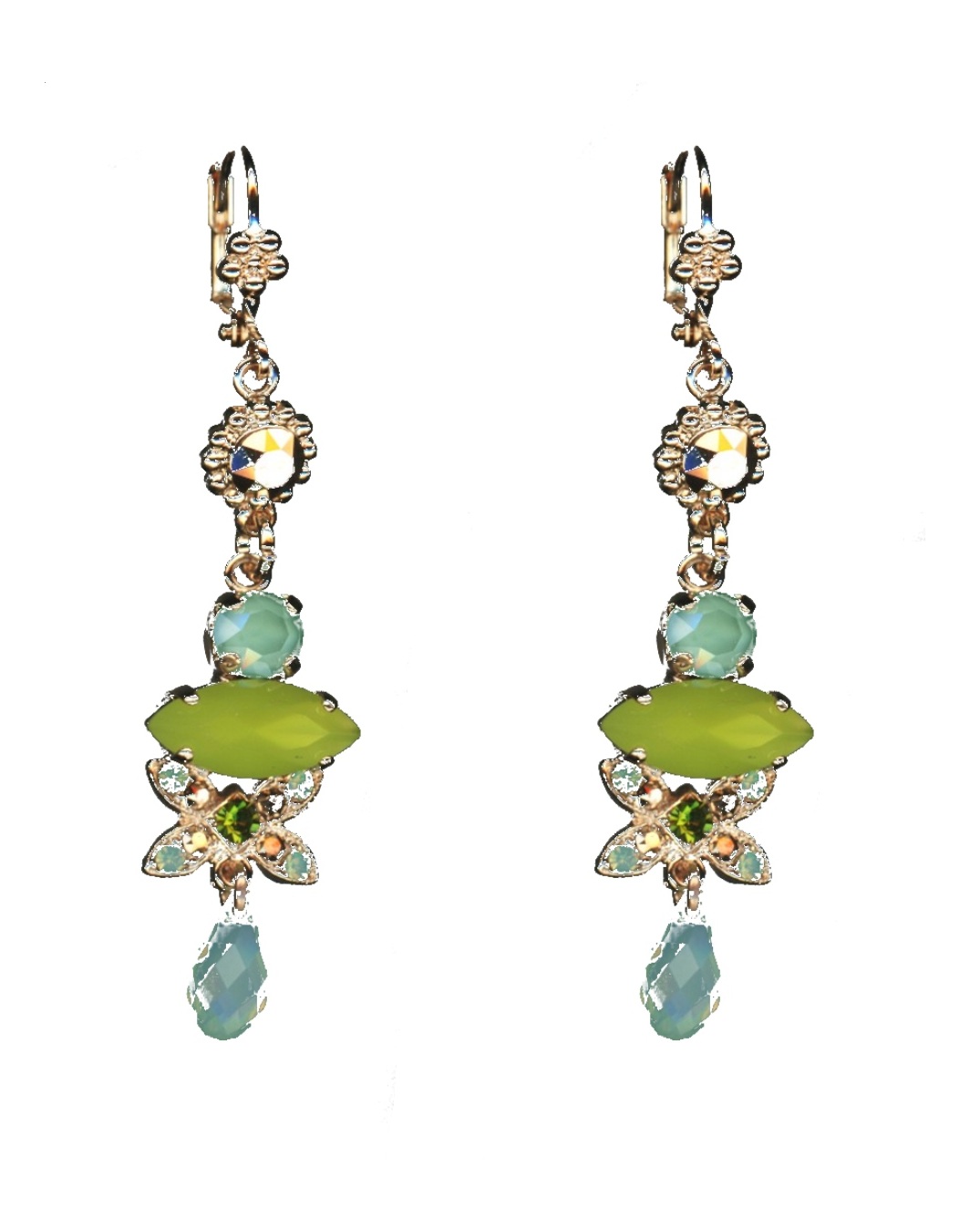 E-1001-1113-SP6 Earrings By Mariana Woman Stylish Pacific Opal and Rose Gold Swarovski Crystals - Image 1
