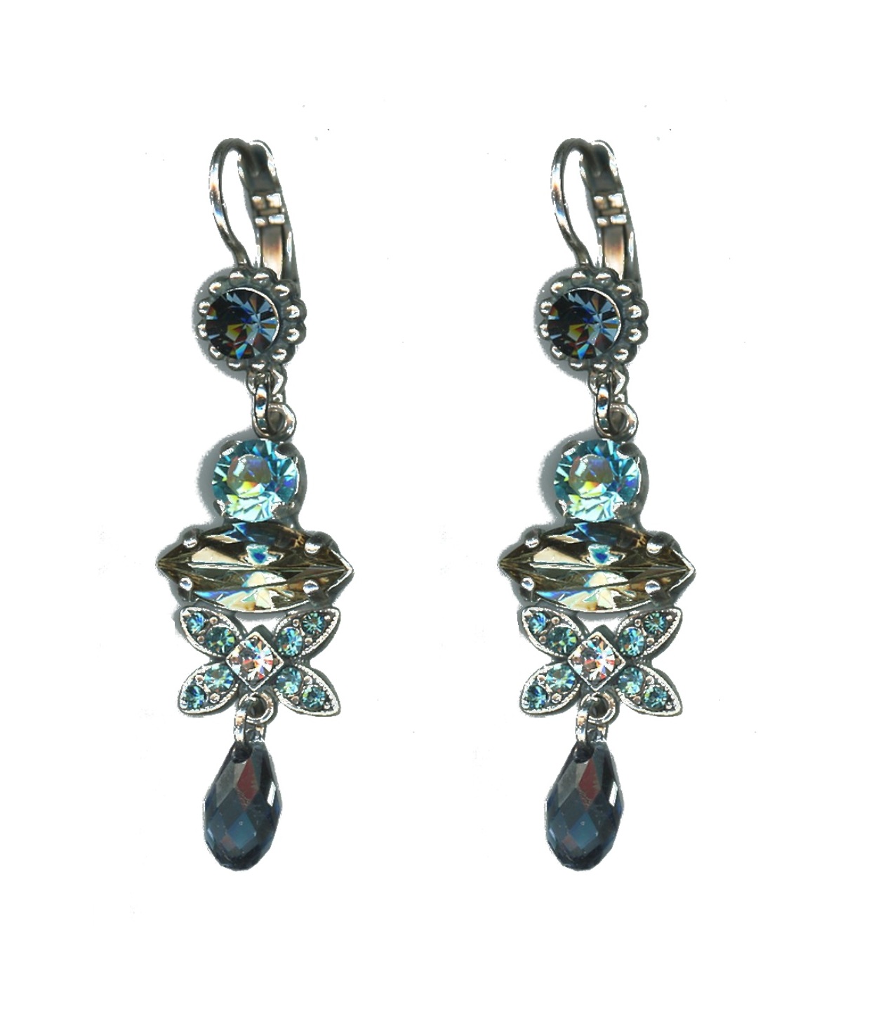 E-1001-1114-SP6 Earrings By Mariana Woman Romantic Montana and Teal Swarovski Crystals - Image 1