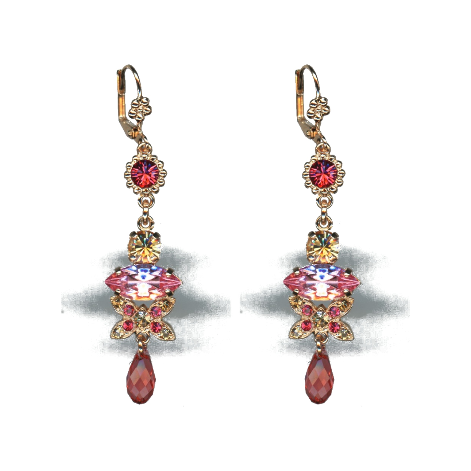 E-1001-1115-SP6 Earrings By Mariana Woman Light Smoked Topaz and Crystal Swarovski Crystals - Image 1