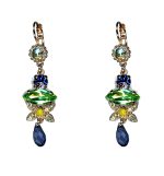 Earrings By Mariana Woman Yellow Opalescent and Green and Swarovski Crystals - Image 2