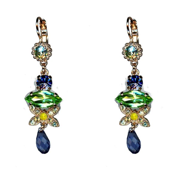 Earrings By Mariana Woman Yellow Opalescent and Green and Swarovski Crystals
