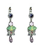 Earrings By Mariana Woman Chic Cyclamen Opal and Tanzanite Swarovski Crystals
