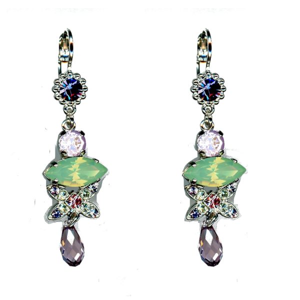 Earrings By Mariana Woman Chic Cyclamen Opal and Tanzanite Swarovski Crystals