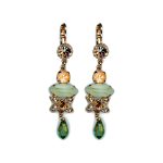 Earrings By Mariana Woman Green Opal and Sun Kissed Peach Swarovski Crystals
