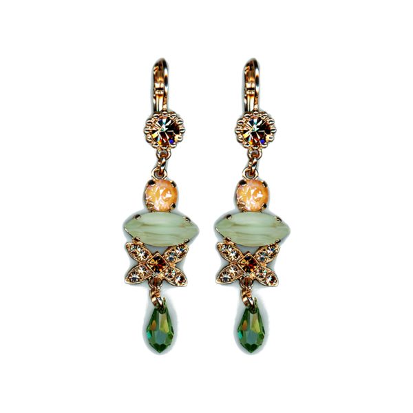 Earrings By Mariana Woman Green Opal and Sun Kissed Peach Swarovski Crystals