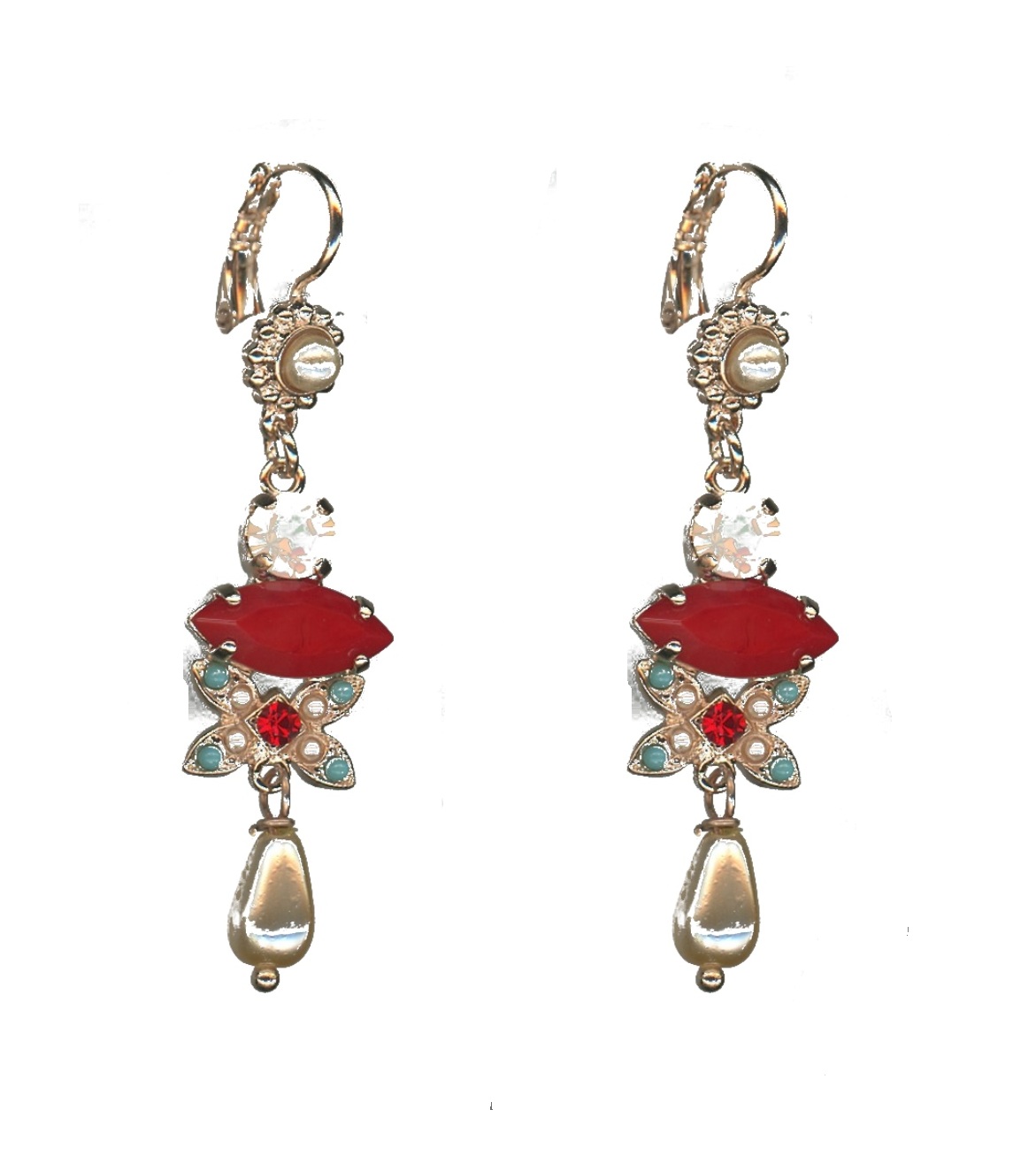 E-1001-1126-SP6 Earrings By Mariana Woman Chic Turquoise and Laguna Delite Swarovski Crystals - Image 1