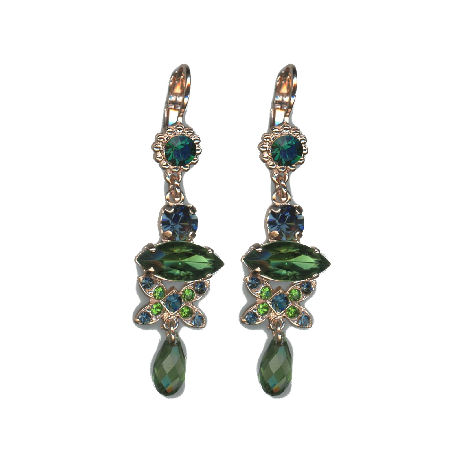 E-1001-1133-SP6 Earrings By Mariana Woman Montana Blue and Emerald and Swarovski Crystals - Image 1