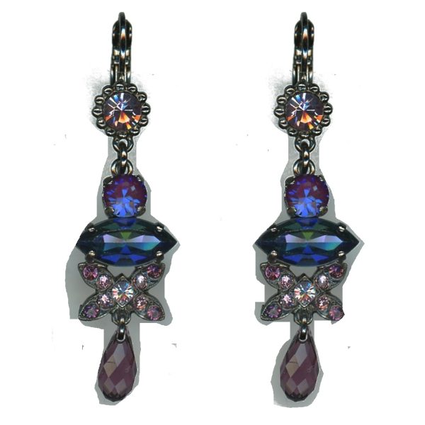 Earrings By Mariana Woman Amethyst and Tanzanite and Cyclamen Swarovski Crystals