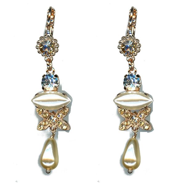 Earrings By Mariana Woman Chic Golden Shadow and Light Peach Swarovski Crystals