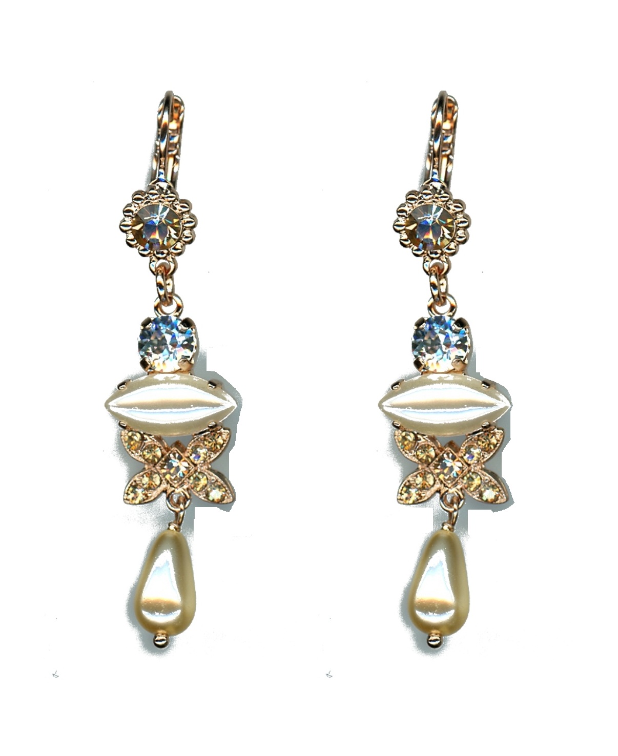 E-1001-1144-SP6 Earrings By Mariana Woman Chic Golden Shadow and Light Peach Swarovski Crystals - Image 1
