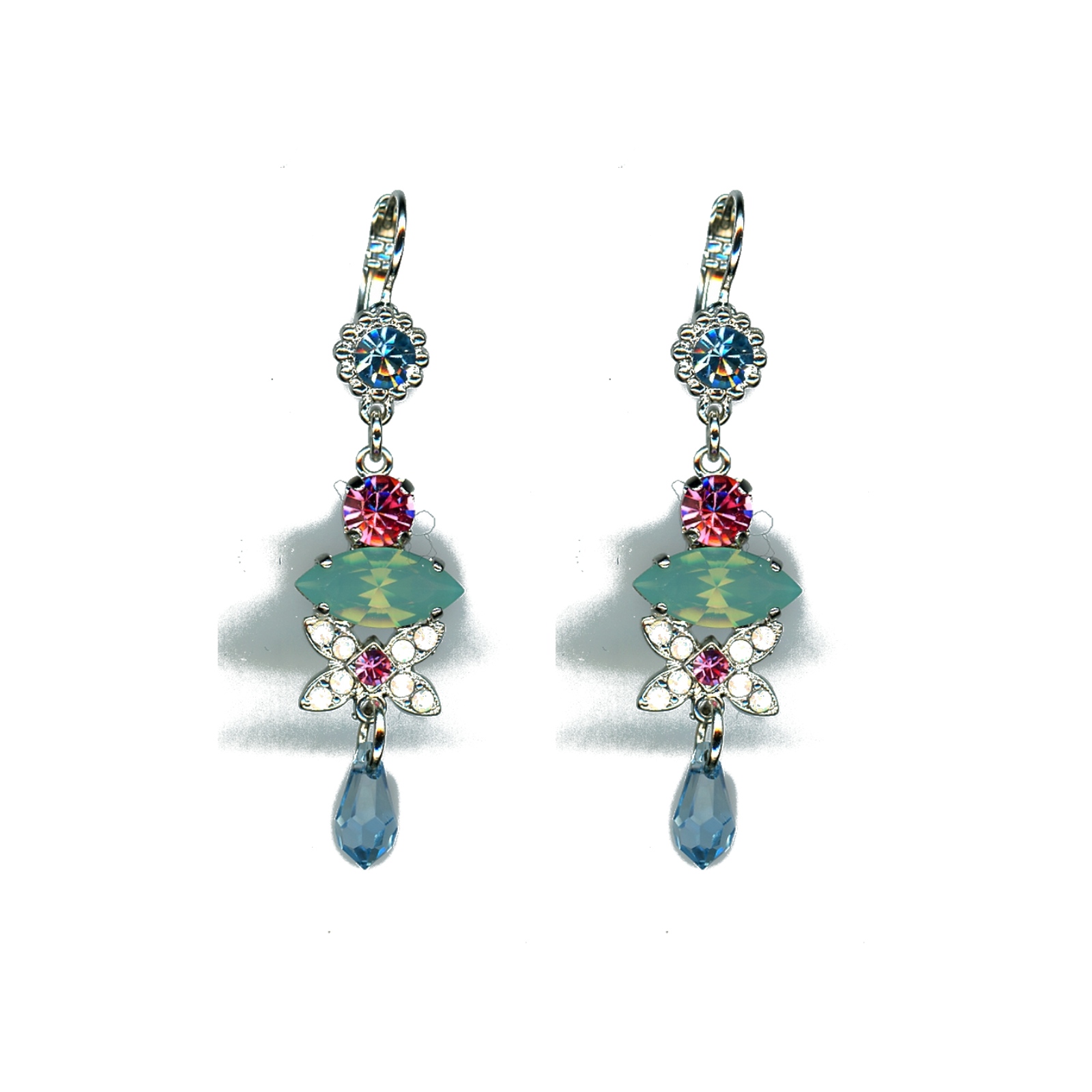 E-1001-1146-SP6 Earrings By Mariana Woman Timeless White Opal and Rose Swarovski Crystals - Image 1