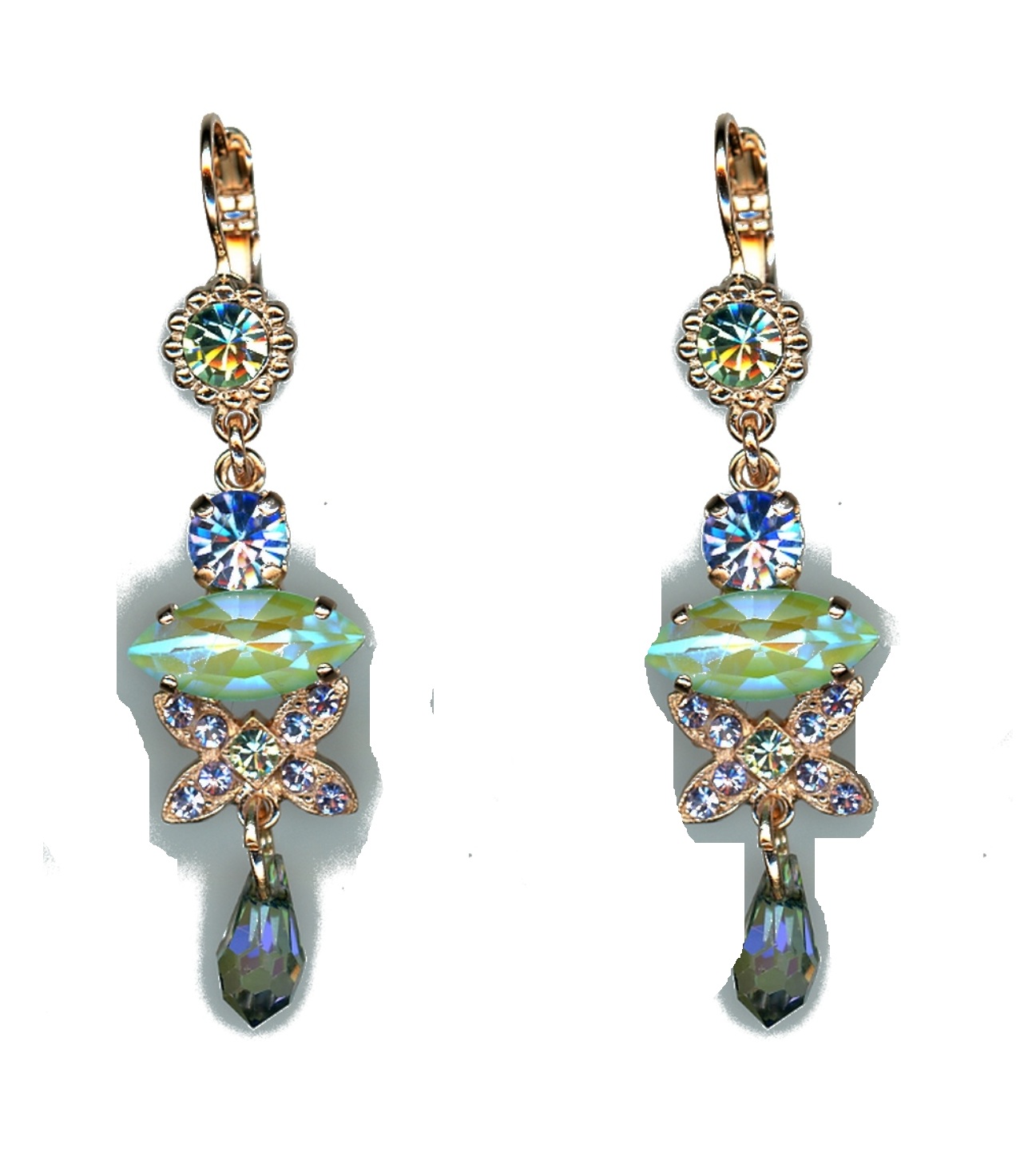 E-1001-1148-SP6 Earrings By Mariana Woman Luminous Peridot and Seafoam Swarovski Crystals - Image 1