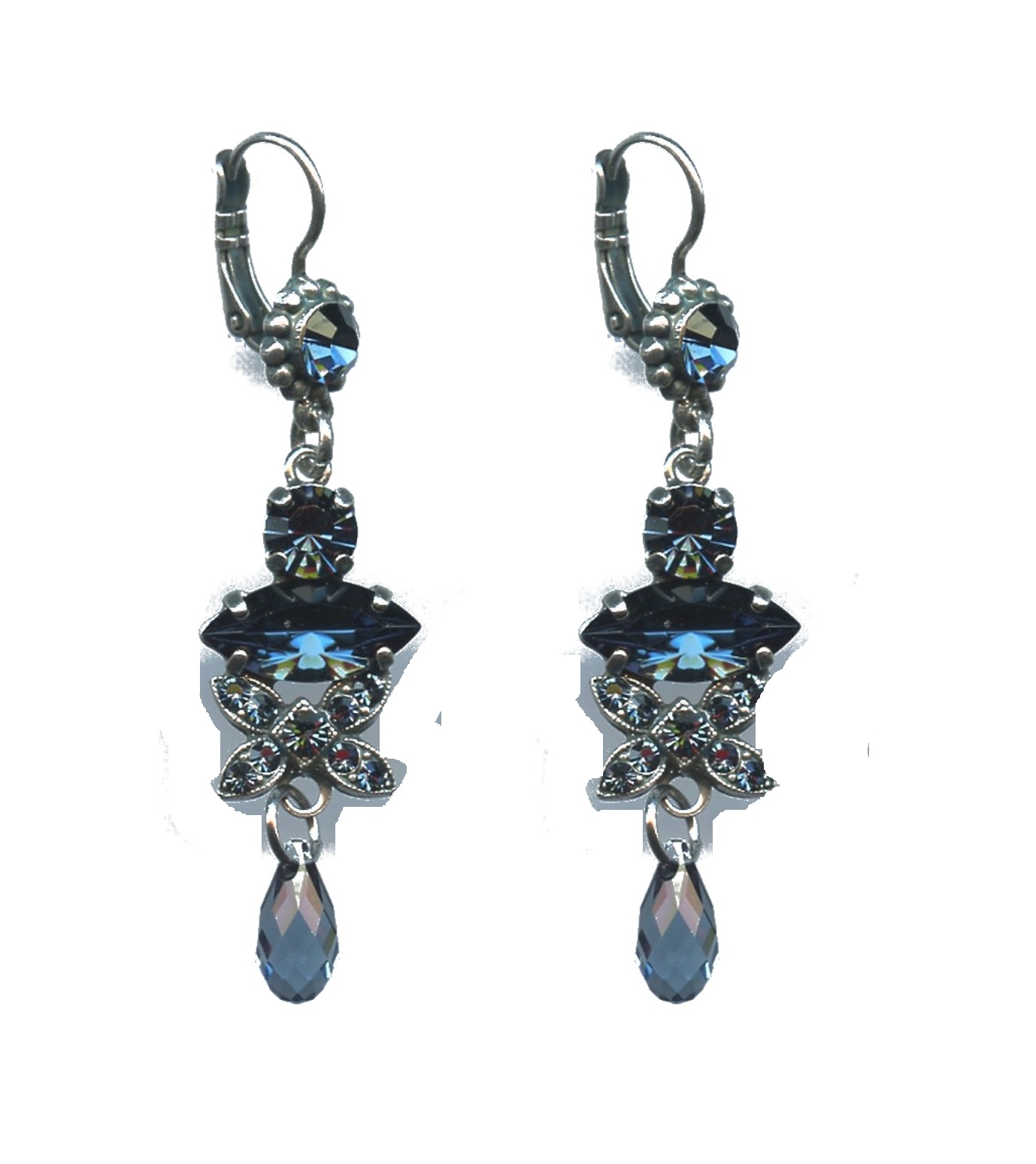 E-1001-207207-SP6 Earrings By Mariana Woman Striking Montana Blue Swarovski Crystals - Image 1