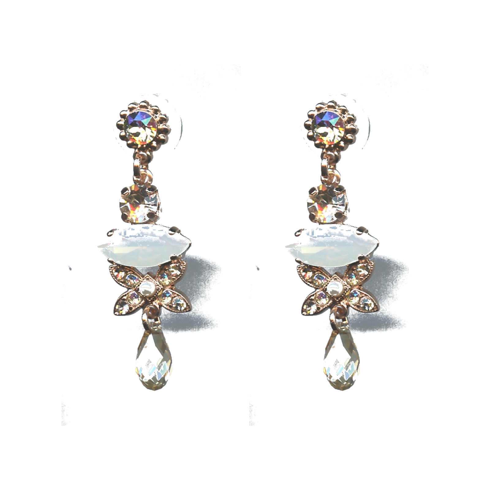 E-1001-2102-SP6 Earrings By Mariana Woman Golden Yellow and Light Lavendar Swarovski Crystals - Image 1