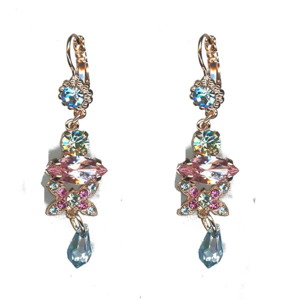 Earrings By Mariana Woman Sparkling Aquamarine and Rose Swarovski Crystals