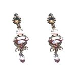 Earrings By Mariana Woman Striking Rose Opal and Light Rose Swarovski Crystals