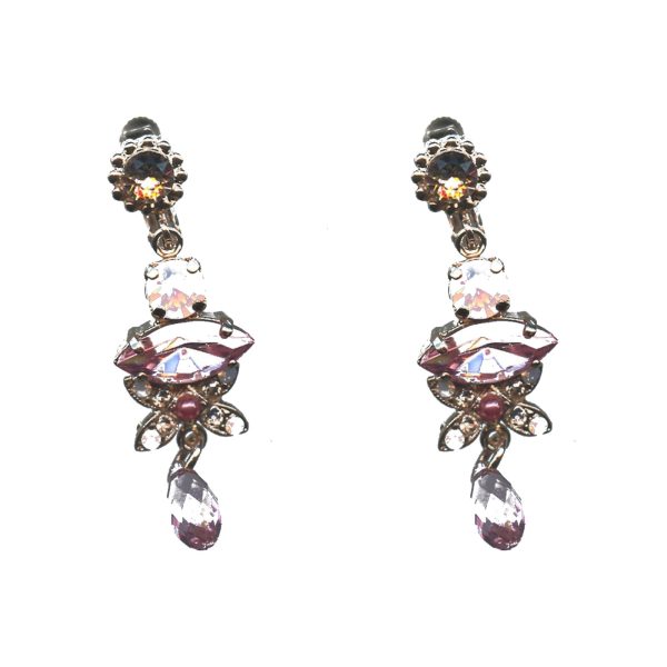 Earrings By Mariana Woman Striking Rose Opal and Light Rose Swarovski Crystals