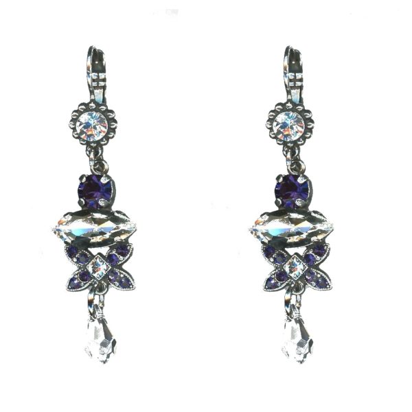 Earrings By Mariana Woman Purple Velvet and Crystal Clear Swarovski Crystals