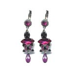 Earrings By Mariana Woman Striking Jet and Fuchsia Swarovski Crystals