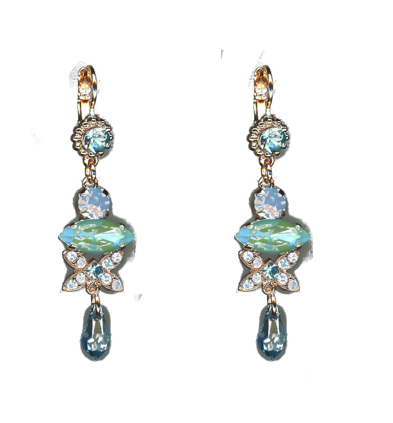 E-1001-3106-SP6 Earrings By Mariana Woman Chic Air Blue Opal and Aquamarine Swarovski Crystals - Image 1