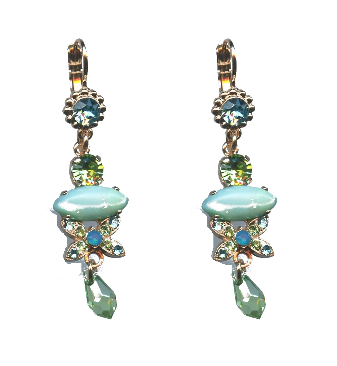 E-1001-M1066-SP6 Earrings By Mariana Woman Turquoise Mineral and Blue Opal Swarovski Crystals - Image 1