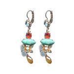Earrings By Mariana Woman Chic Turquoise Mineral and Blues Swarovski Crystals