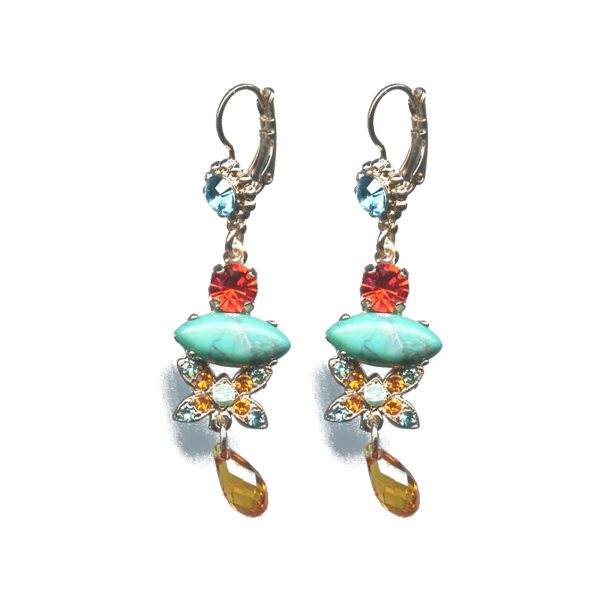 Earrings By Mariana Woman Chic Turquoise Mineral and Blues Swarovski Crystals