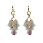 Earrings By Mariana Woman Chic Quartz Mineral and Light Rose Swarovski Crystals
