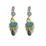 Earrings By Mariana Woman Malachite Mineral and Sun Kissed Swarovski Crystals - Image 2