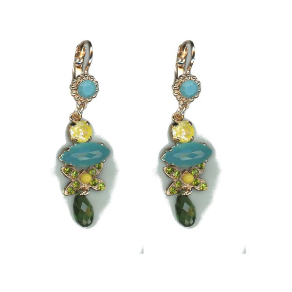 Earrings By Mariana Woman Malachite Mineral and Sun Kissed Swarovski Crystals