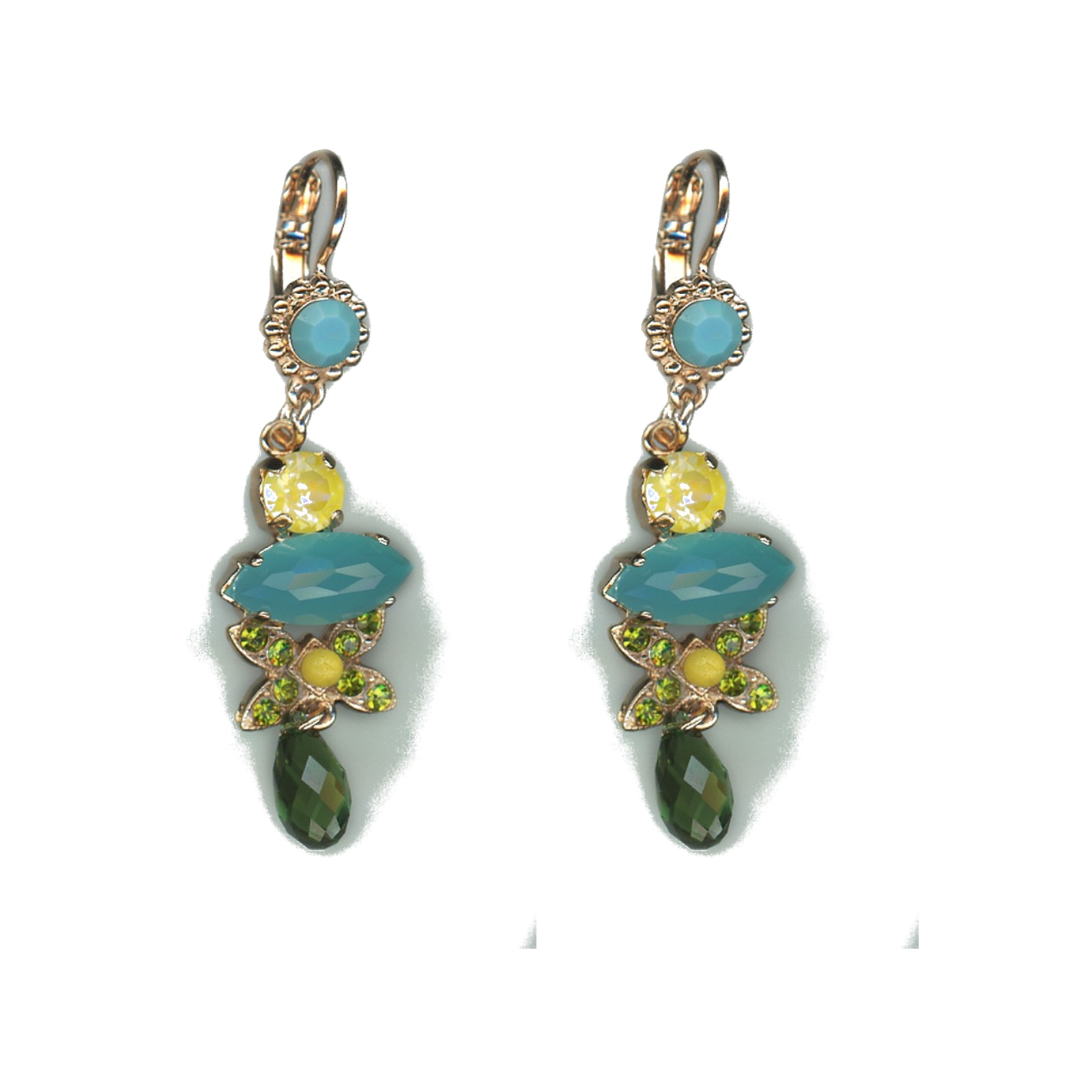 E-1001-M1151-SP6 Earrings By Mariana Woman Malachite Mineral and Sun Kissed Swarovski Crystals - Image 1