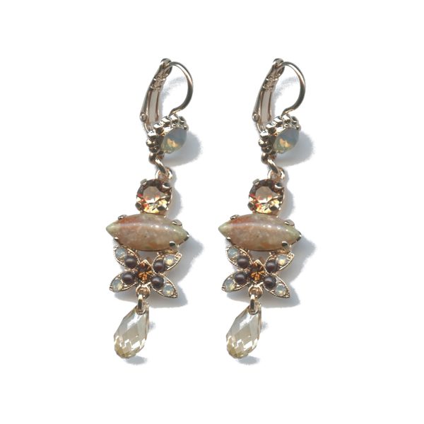 Earrings By Mariana Woman Distinctive Ruby Mineral and Brown Swarovski Crystals