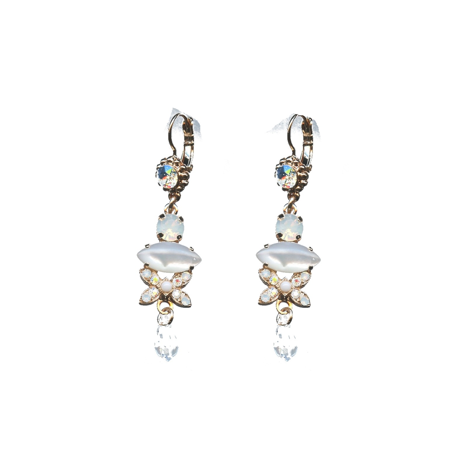 E-1001-M5087-SP6 Earrings By Mariana Woman Refined White Mineral and Clear Swarovski Crystals - Image 1