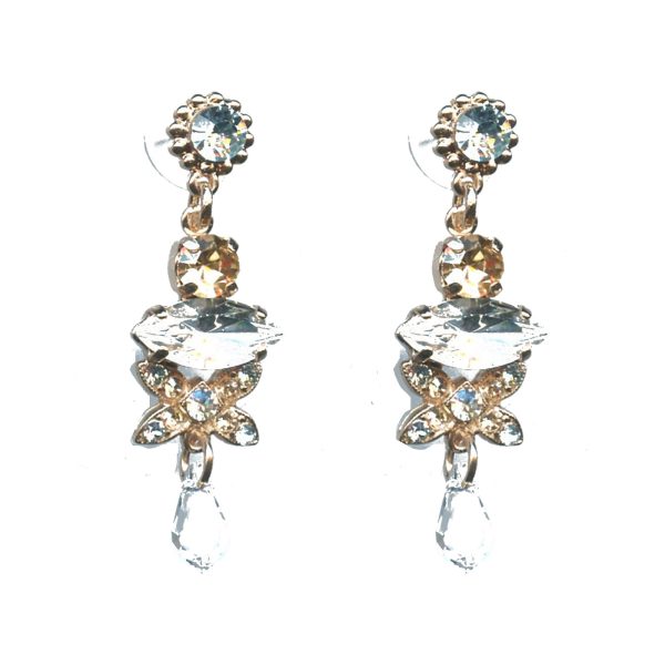 Earrings By Mariana Woman Silk and Crystal Moonligh and Light Swarovski Crystals