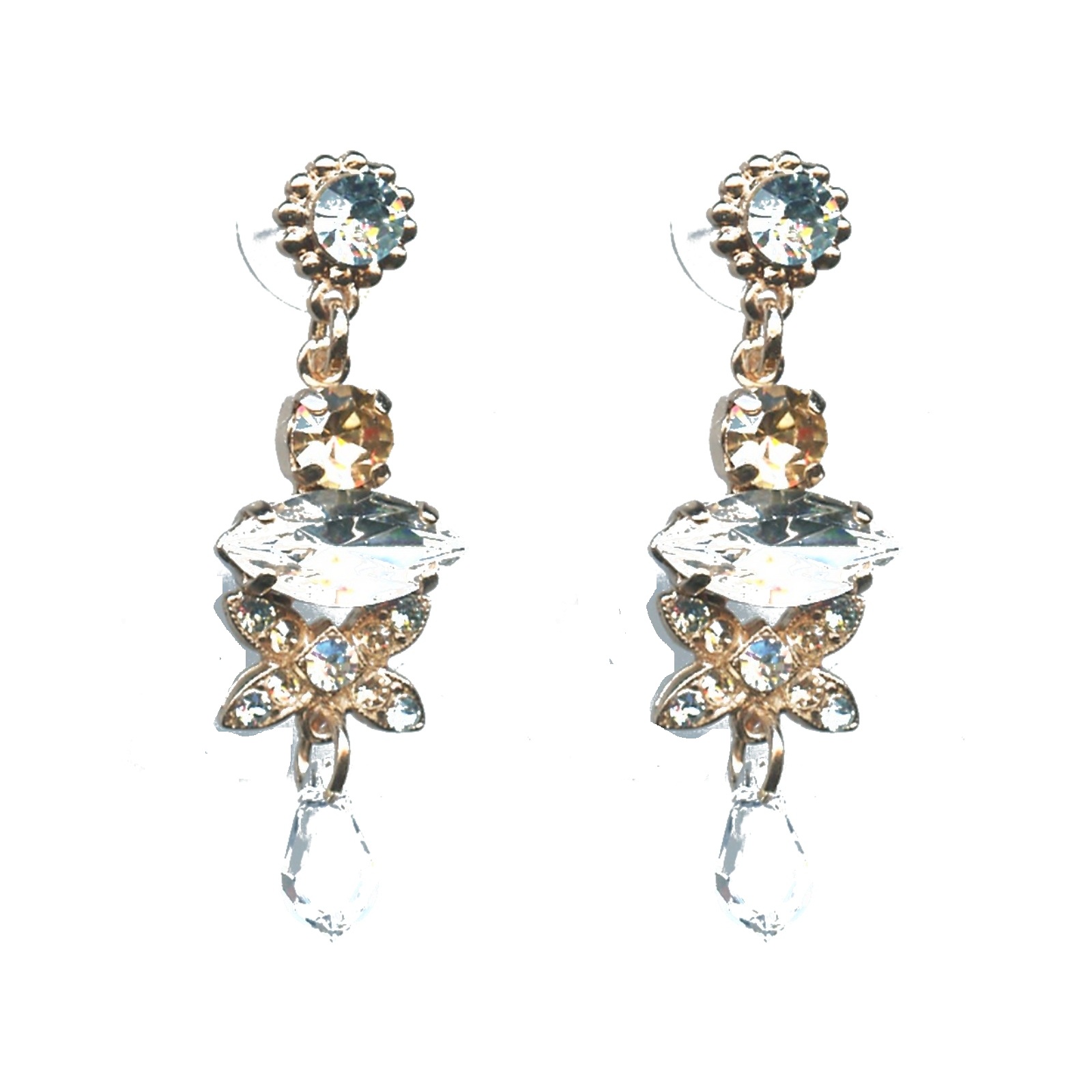 E-1001-MOL361-SP6 Earrings By Mariana Woman Silk and Crystal Moonligh and Light Swarovski Crystals - Image 1