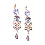 Earrings By Mariana Woman Unique Heart Shaped Amethyst and Tanzanite Swarovski Crystals