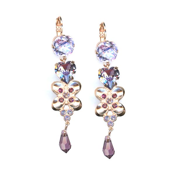 Earrings By Mariana Woman Unique Heart Shaped Amethyst and Tanzanite Swarovski Crystals