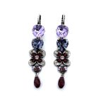 Earrings By Mariana Woman Heart and Flower Tanzanite Swarovski Crystals