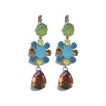Earrings By Mariana Woman Graceful Turquoise and shades of yellow and orange and Yellow Jasper Swarovski Crystals