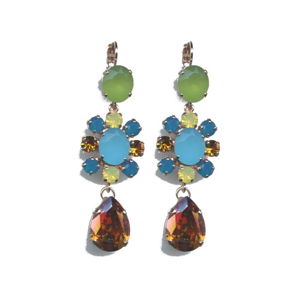 Earrings By Mariana Woman Graceful Turquoise and shades of yellow and orange and Yellow Jasper Swarovski Crystals