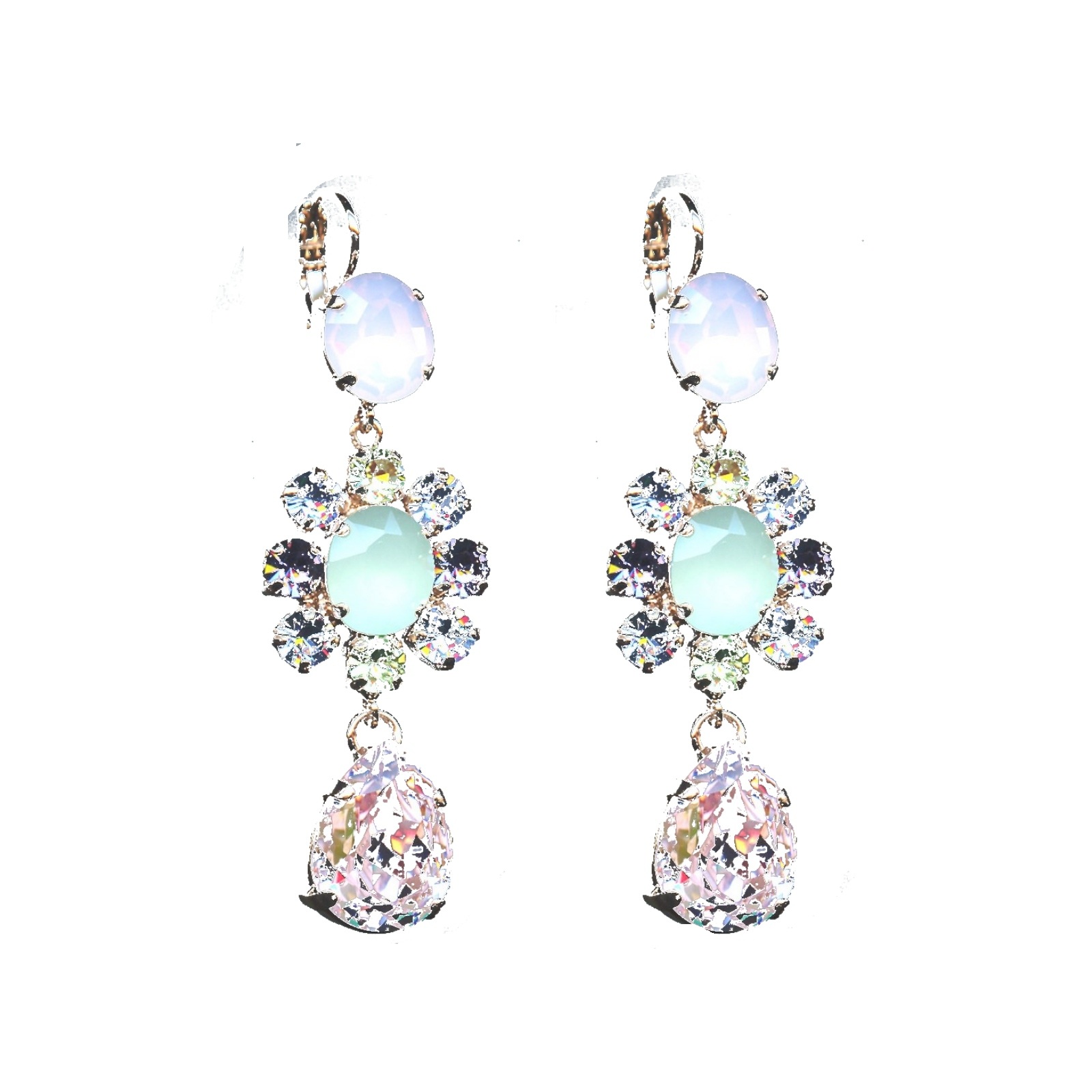 E-1156-2-1067-SP6 Earrings By Mariana Woman Timeless Pinks and light sapphire and chrysolite Swarovski Crystals - Image 1