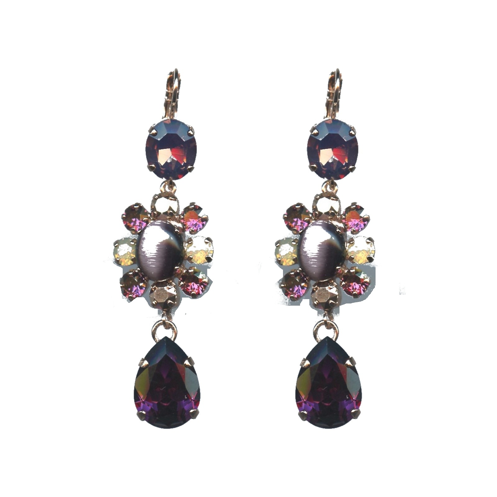 E-1156-2-1072-SP6 Earrings By Mariana Woman Glamorous Purple and Purple Velvet Swarovski Crystals - Image 1