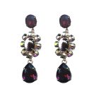 Earrings By Mariana Woman Delicate Pearl and AB and Dark Purple Swarovski Crystals