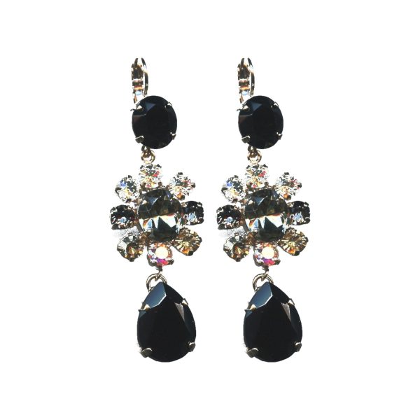 Earrings By Mariana Woman Stylish Morion and Silver Night Swarovski Crystals