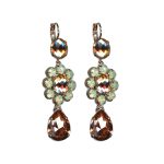 Earrings By Mariana Woman Luminous Chrysolite Opal and Rose Peach Swarovski Crystals