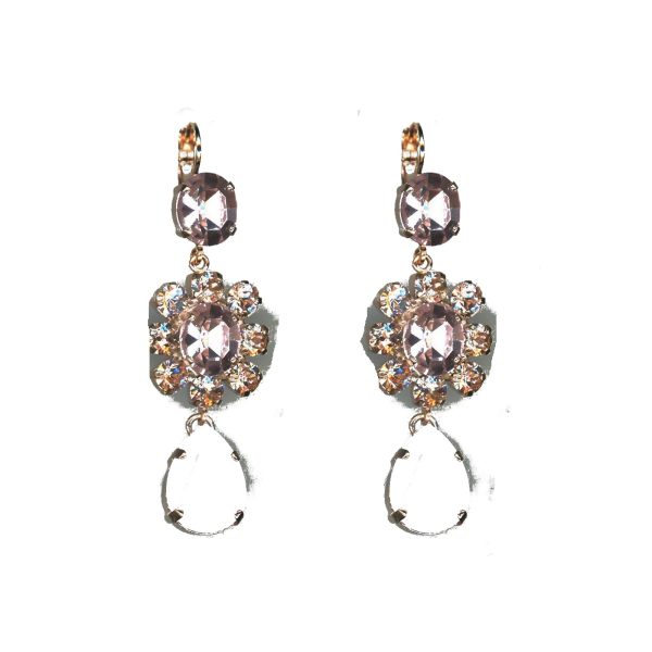 Earrings By Mariana Woman Sparkling Rose Opal and Light Peach and Light Rose Swarovski Crystals