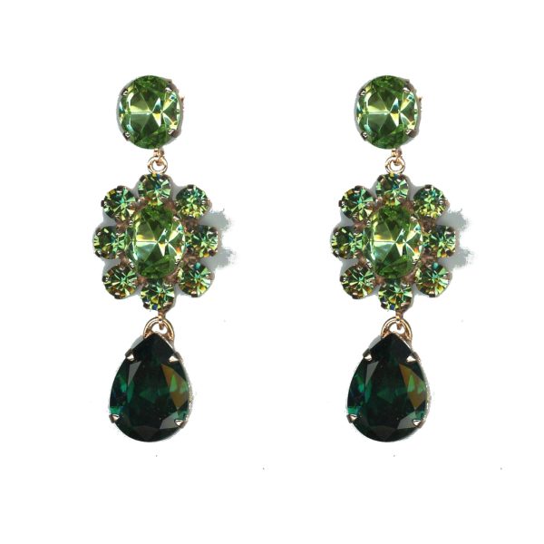 Earrings By Mariana Woman Sparkling Montana Blue and Emerald and Olivine Swarovski Crystals