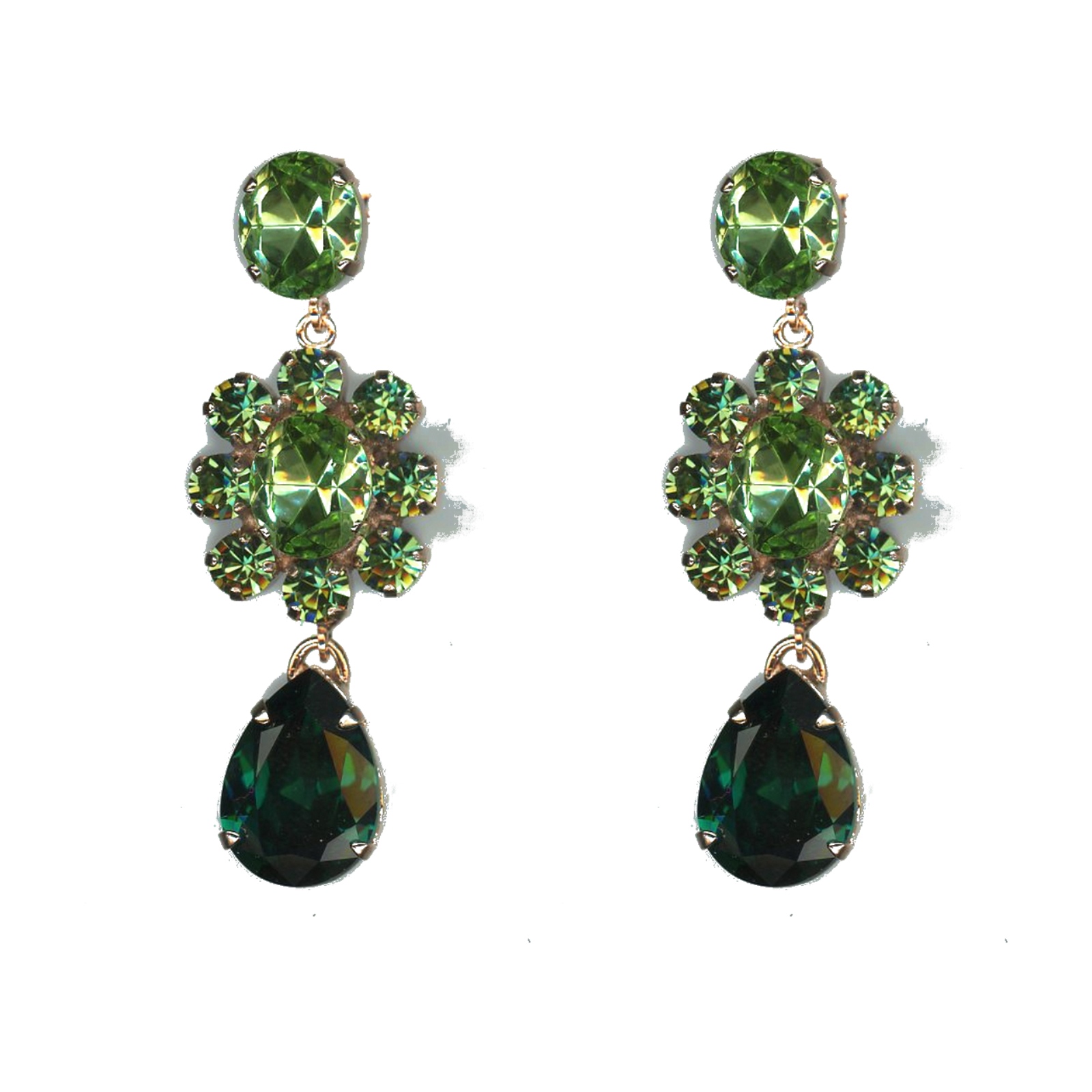 E-1156-2-1133-SP6 Earrings By Mariana Woman Sparkling Montana Blue and Emerald and Olivine Swarovski Crystals - Image 1
