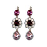 Earrings By Mariana Woman Striking Amethyst and Rose Swarovski Crystals
